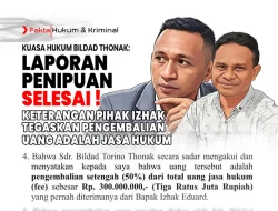 Kuasa Hukum Bildad: Keterangan Pihak Ishak Tegaskan Pengembalian Uang Adalah Jasa Hukum Laporan Penipuan Selesai